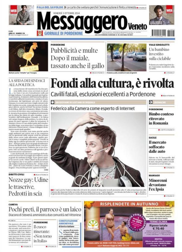 Federico Morello alla Camera dei deputati_prima pagina